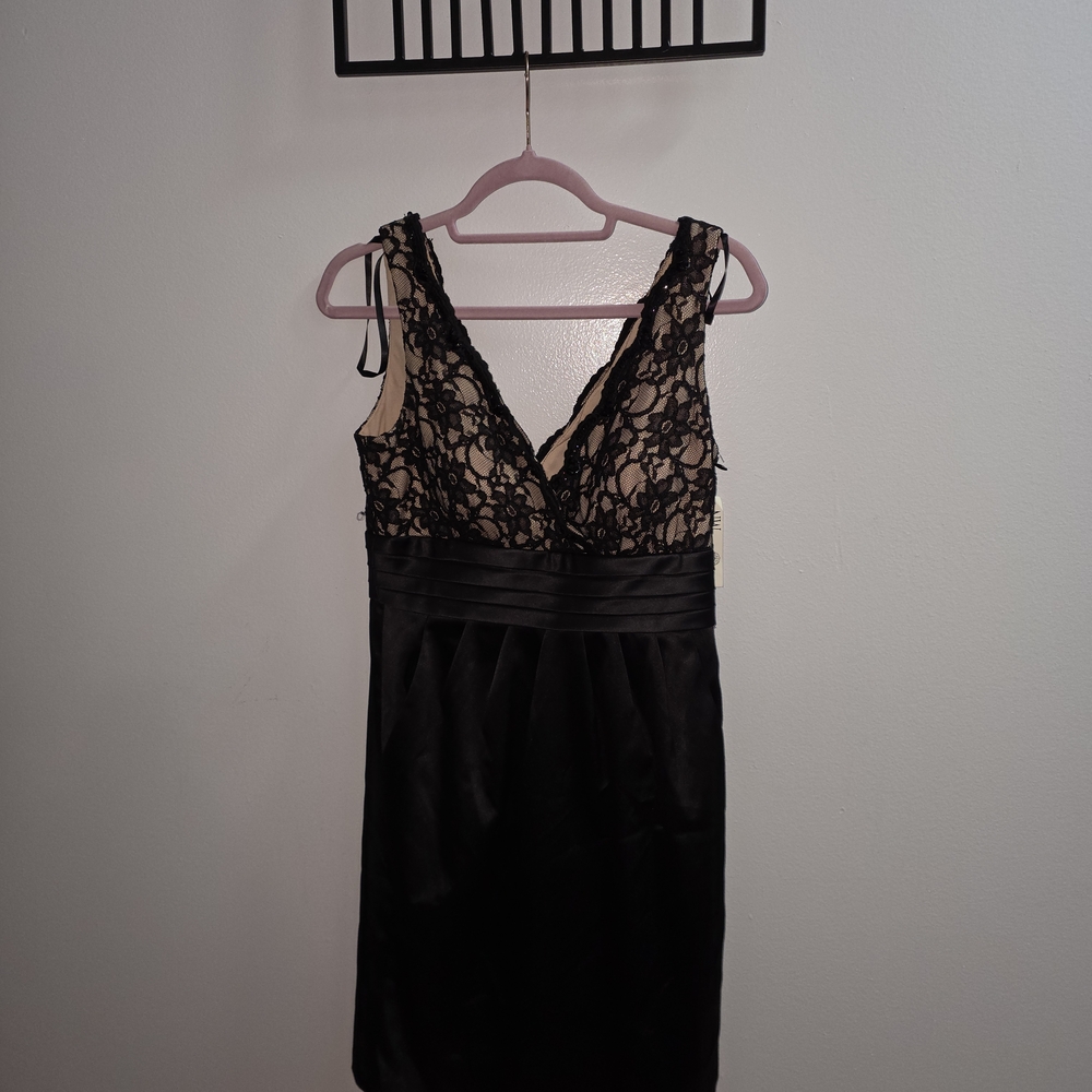 Chic Black and Cream Lace Mini Dress